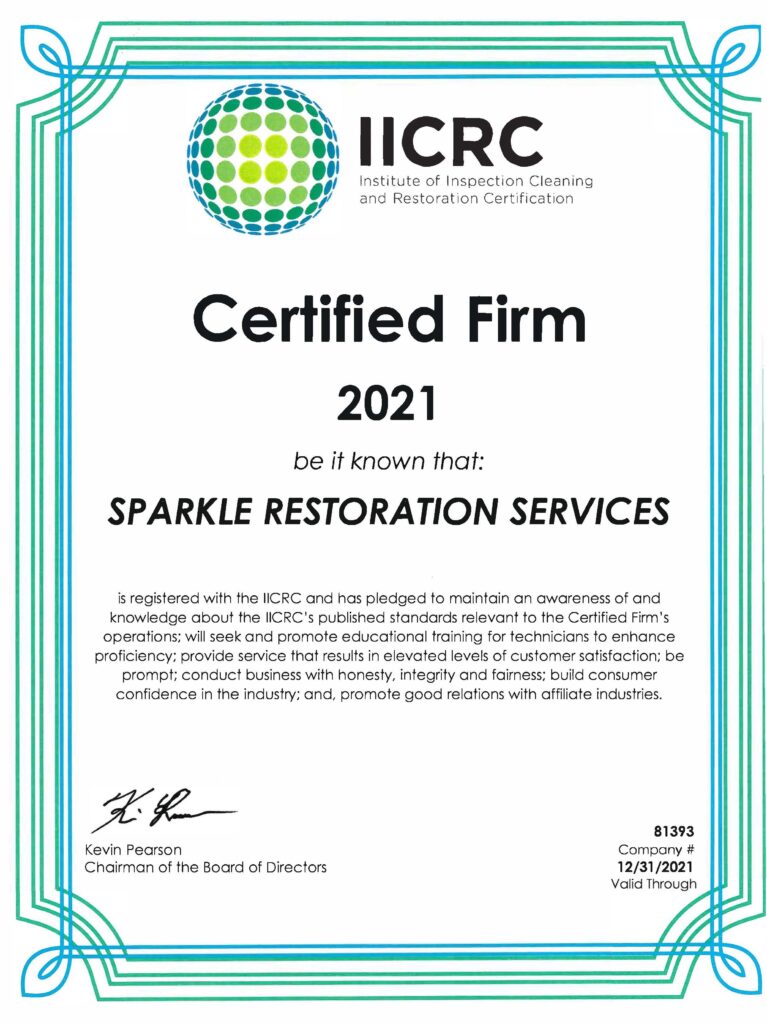 IICRC 2021 Certified Firm Certificate